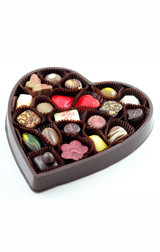 Heart shaped box of chocolate candies